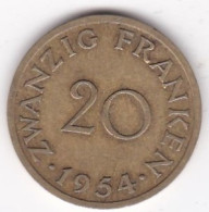 Sarre, Protectorat Français , 20 Franken 1954, Bronze-aluminium, KM# 2 - 20 Franchi