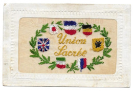 1919 BANNEIX CPA PATRIOTIQUE BRODEE UNION SACREE DRAPEAUX RUSSIE JAPON ALLEMAGNE ETC... - Oorlog 1914-18
