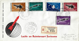 Suriname FDC Recommandé Paramaribo 1964, Conquète Spatiale, Espace, Astronautique, Fusée, Satellite - América Del Sur