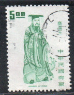 CHINA REPUBLIC CINA TAIWAN FORMOSA 1972 RULERS EMPEROR KING T'ANG 5$ USED USATO OBLITERE' - Gebruikt