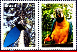 Ref. BR-3204-3 BRAZIL 2011 ANIMALS, FAUNA, BLUE JACKDAW,, BIRDS, PARROT, PERSONALIZED MNH 1V Sc# 3204 - Perroquets & Tropicaux