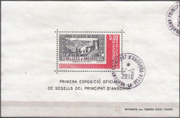 Andorre Français 1982 Michel Bloc Feuillet 1 O Cote (2008) 2.50 € Timbre Sur Timbre Cachet Rond - Blokken & Velletjes