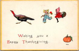 Thanksgiving With Children Chasing Turkey 1917 - Thanksgiving