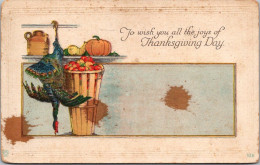 Thanksgiving With Turkey And Basket Of Vegetables 1918 - Thanksgiving