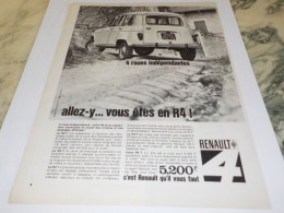 ANCIENNE PUBLICITE 4 ROUES INDEPENDANTES VOITURE R4 DE RENAULT 1964 - Voitures