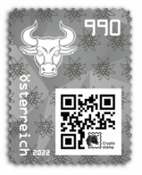 2022 AUSTRIA OSTERREICH CRYPTO NEW BULL TORO TIRATURA LIMITATA Colour  Nero - Lettres & Documents