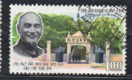 CHINA REPUBLIC CINA TAIWAN FORMOSA 1968 PRESIDENT CHIANG KAI-SHEK WHAMPOA MILITARY ACADEMY 1$ USED USATO OBLITERE' - Oblitérés