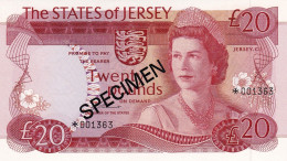 Jersey 20 Pounds ND (1978). SPECIMEN UNC P-14 (CS1) "Free Shipping Via Registered Air Mail" - Jersey