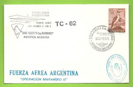 ARGENTINA - BASE AEREA "V COM MARAMBIO" ANTARTIDA ARGENTINA/ FUERZA AERA - CON AVIONES  C-130E - Cartas & Documentos