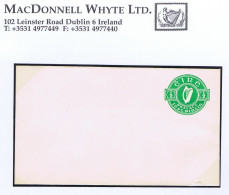 Ireland 1925 ½d Green Embossed Envelope With Flap Left, Fresh Mint. FAI U2alv. - Interi Postali