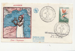 Algérie FDC Yvert 351 - Secours Aux Enfants - Alger 14/6/1958 - Fleurs - FDC