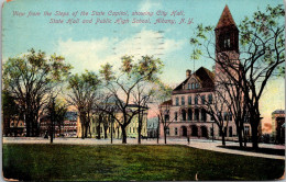 New York Albany City Hall State Hall And Pubic High School 1911 - Albany