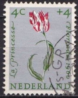 Plaatfout Groen Puntje Naast De Kruising Steel En Blad In 1960 Zomerzegels Tulp 4 + 4 Ct. NVPH 738 PM 4 Gestempeld - Varietà & Curiosità