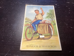 BELGIQUE ... Bonjour De MOUSCRON Carte à Système Complète 10 Vues Dépliantes Vélo 1952 - Moeskroen