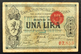 1 Lira Banca Popolare Bresciana 1871/1873 Biglietto Fiduciario Gav.06.0438.2 R3 RRR  BB LOTTO 3332 - Altri & Non Classificati