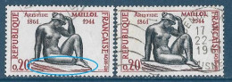 France 1961 - Variété -  Aristide Maillol Socle Carmin Au Lieu De Brun   Y&T N° 1281 Oblitérés - Oblitérés