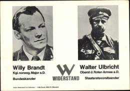 CPA Bundeskanzler Willy Brandt, Staatsratsvorsitzender Walter Ulbricht, DDR, BRD, Widerstand - Personnages