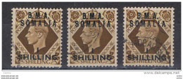 SOMALIA  B.M.A.:  1948  SOPRASTAMPATI  -  1 S./1 S. BISTRO  BRUNO  US. -  RIPETUTO  3  VOLTE  -  SASS. 18 - Somalia