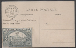 ERINNOPHILIE - LYON / 1914 VIGNETTE SUR CARTE OFFICIELLE DE L'EXPOSITION INTERNATIONALE (ref 2584a) - Cartas & Documentos