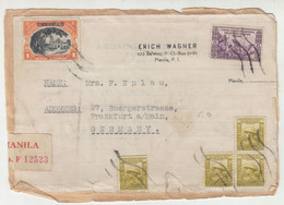 US Philippines CUTOUT Of Parcel Address Posted 193? To Germany B221210 - Filipinas