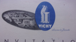 03 - VICHY - CARTE INVITATION 1933 FEMME FONTAINE SOCIETE D HYGIENE DERMATOLOGIQUE DE VICHY 17 RUE GEORGES CLEMENCEAU - Vichy