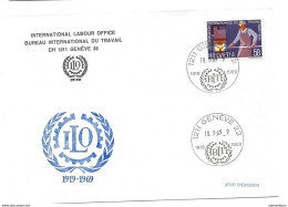 56 - 53 -  Enveloppe Suisse Avec Timbre Suisse Et Oblit Spéciale "50ans ILO/BIT" 1969 Genève - OIT