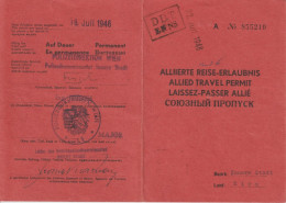 1946 - CARTE LAISSER-PASSER ALLIE PERMANENT ! - ZONE D'OCCUPATION AUTRICHE - - 1939-45