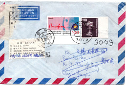 67986 - Bund - 1990 - 110Pfg I&T MiF A LpBf UCHTE -> JIANGSU WUXI, M Retour-Aufkleber - Cartas & Documentos