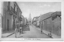 Cpa SOUK-AHRAS-Algérie- Rue De Madaure Animée-A.Bellisson Photo-édit:écrite Voyagée 1915 Cachet Militaire - Souk Ahras