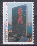 NU Genève 2002 469 ** ONU SIDA Siège De New-York Avec Ruban Rouge - Unused Stamps