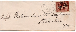 67996 - USA - 1886 - 2¢ EF A Bf (red) ROCKY MOUNT VA -> STAUNTON, VA, Adressiert An Irrenanstalt, Li & U Reduz - Cartas & Documentos