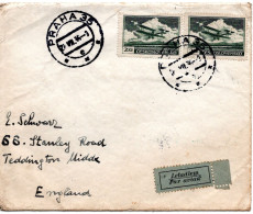 67998 - Tschechoslowakei - 1936 - 2Kc Luftpost A LpBf PRAHA -> Grossbritannien - Covers & Documents