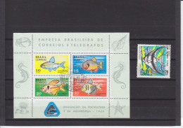 BRAZIL - BRESIL - BRASIL - O / FINE CANCELLED - 1969 - PISCICULTURE, AQUARIUM FISHES   Yv. 899+Bl. 22  Mi. 1216+Bl. 24 - Used Stamps