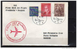 Première Liaison Aeriènne . Stockholm - Bangkok Le 07/09/1961, - Covers & Documents