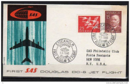 Première Liaison Aeriènne . Stockholm - New-York Le 01/05/1960 , SAS - Covers & Documents