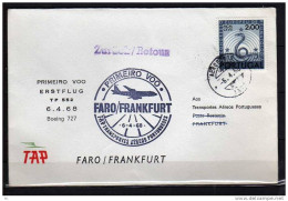 Première Liaison Aerienne . Faro - Frankfurt Le 06/04/1968  ,TAP - Covers & Documents