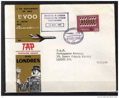 Première Liaison Aerienne . Lisboa - London  Le 01/11/1962 ,TAP - Storia Postale