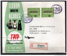 Première Liaison Aerienne .  Lisboa - Acores  Le 07/12/1962 ,TAP - Lettres & Documents