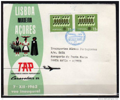 Première Liaison Aerienne .  Lisboa - Acores  Le 07/12/1962 ,TAP - Storia Postale