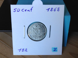 België Leopold II 50 Cent 1868 Fr. Zilver. (Morin 182) - 50 Cents