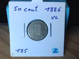 België Leopold II 50 Cent 1886 Vl. Zilver. (Morin 185) - 50 Centimes
