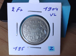 België Leopold II 2 Frank 1904 Vl. Zilver. (Morin 195) - 2 Frank