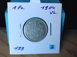 België Leopold II 1 Frank 1904 Vl. Zilver. (Morin 199) - 1 Franc