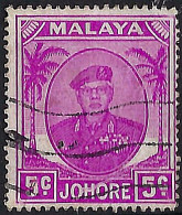 MALAYA JOHORE 1952 5c Bright Purple SG136a FU - Johore