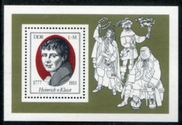 DDR / E. GERMANY 1977 Von Kleist Bicentenary Block MNH / **.  Michel,  Block 51 - Unused Stamps