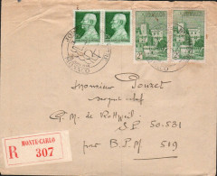 MONACO  AFFRANCHISSEMENT COMPOSE SUR LETTRE LETTRE RECOMMANDEE 1946 - Storia Postale