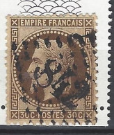 FRANCE 1867 TIMBRE  30b NAPOLEON III LEGENDE EMPIRE FRANC - 1863-1870 Napoléon III Lauré