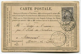 !!! CARTE PRECURSEUR TYPE SAGE CACHET DE BOURGUEIL ( INDRE ET LOIRE ) 1877 - Cartes Précurseurs