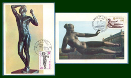 Carte Maximum Europa France 1974 N° 1789 1790 Paris Strasbourg ( Voir) Sculpteur Rodin Et Maillol Sculpture - 1974