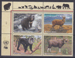 NU Genève 2004 494-97 ** Faune Ours Cerf Des Andes Macaque Bovidé Bos - Unused Stamps